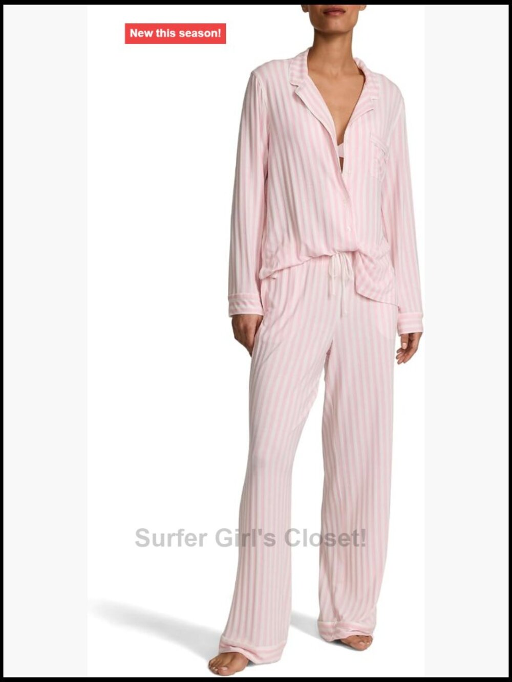 Victoria's Secret Modal Pajama Set Long Sleeve Button Down Shirt & Pants